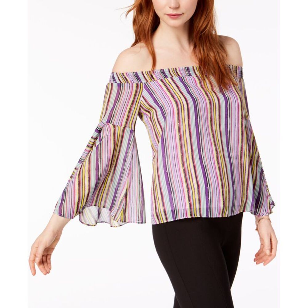 Bar III Over The Shoulder Flared Sleeve Blouse